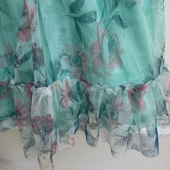 NWOT Lilt 2T Girls Green Floral Formal Sleeveless Ruffle Dress - Picture 3 of 6